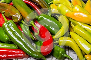 Hot peppers on display ready to use