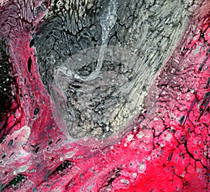 Hot Pink Black White Grey Abstract Painting