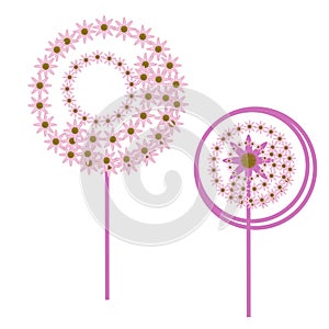 Hot Pink Flower Design Elements