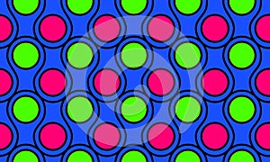Hot Pink Fluo Green Circles Seamless Background