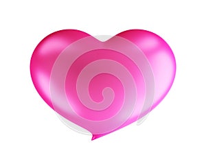 Hot pink heart symbol 3D. Speech bubble heart reminder couple wedding and dating time in festival love Valentine\'s Day.