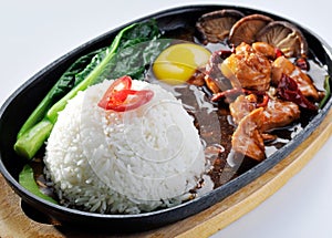 Hot plate spicy sizzling chinese style with rice