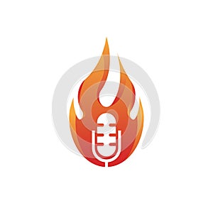 Hot Podcast logo design vector illustration memorable  modern