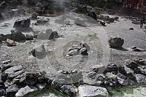 a hot pond in the mountains