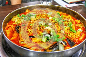 Hot pot of budae jjigae photo