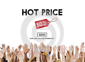 Hot Price Big Sale Deduction Advertisement Retail Concept