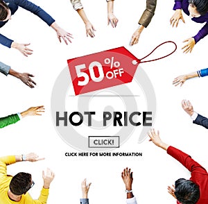 Hot Price Big Sale Deduction Advertisement Retail Concept