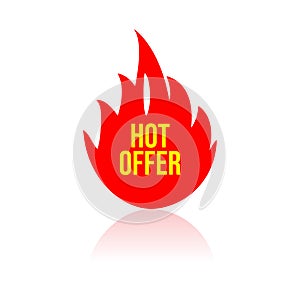 Hot price deal promotion labels with fire flames
