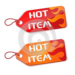 Hot price labels with fire
