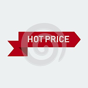 Hot Price Red Ribbon Banner Icon .Vector Illustration