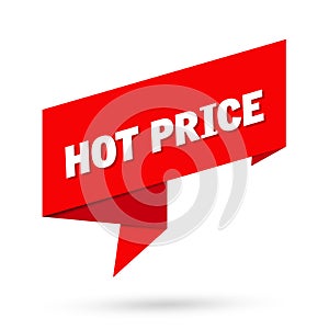 Hot price sign. Hot price paper origami speech bubble