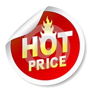 Hot price sticker badge with flame