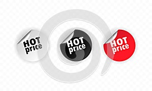 Hot price. Sticker set. Discount vector. Special offer labels set. Black friday sticker. Black and white round circle tags. Sale