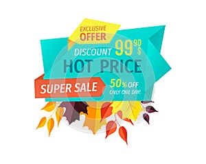 Hot Price Super Sale Banner Vector Illustration