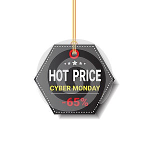 Hot Price Tag Cyber Monday Sale Icon Isolated Online Shopping Discount Logo Design