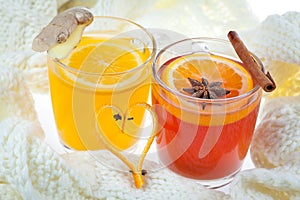 Hot punch and orange drink