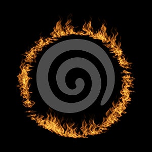 Hot raging blaze of fire, circle round ring flame shape