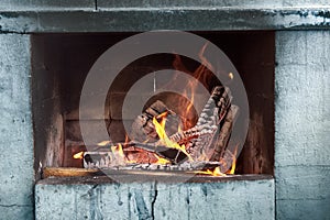 Hot red charcoals in bonefire