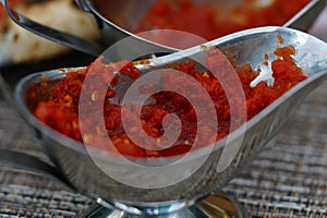 Hot red spice on the table