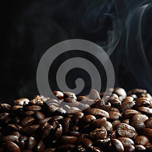 Hot roasted coffee beans