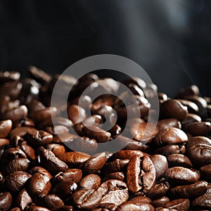 Hot roasted coffee beans