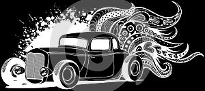 hot rod car icon. line style icon vector illustration.