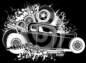 hot rod car icon. line style icon vector illustration.