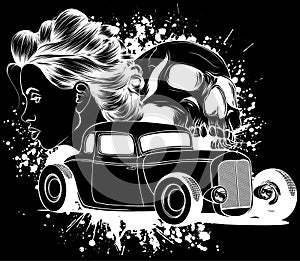 hot rod car icon. line style icon vector illustration.