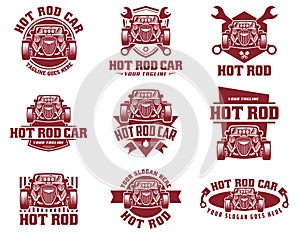 Hot Rod car logo, HotRod vector emblem, Vector Hot Rod car logo