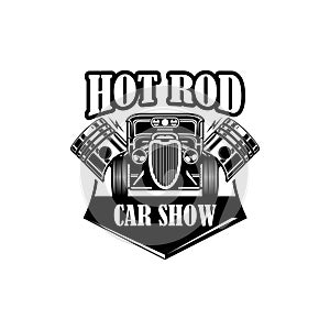 Hot Rod car show logo vector