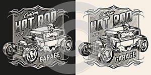 Hot rod custom garage vintage logo