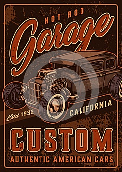 Hot rod custom garage vintage poster