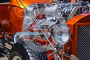 Hot Rod Engine Close up at Car Show