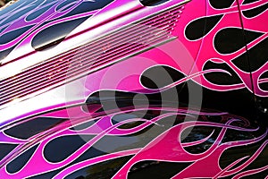 Hot rod hood with pink flames