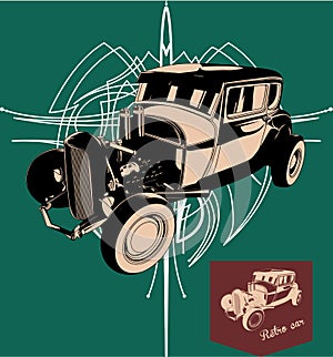 Hot rod. Retro car. Vector vintage poster