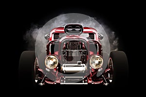 Hot rod with smoke background