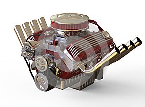 Hot rod V8 Engine 3D render