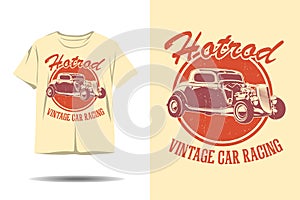 Hot rod vintage car racing silhouette t shirt design