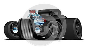 Hot Rod Vintage Coupe Custom Car Cartoon Vector Illustration