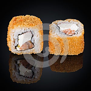 Hot roll with salmon, crab and cream cheese