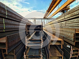 Hot rolled steel beams Warehouse