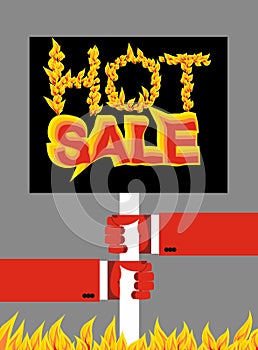 Hot sale. Fire text.