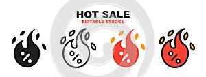 Hot Sale icon set with different styles. Editable stroke style can be used for web, mobile, ui and more