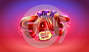 Hot sale vector banner or poster mockup with glossy 3D letters