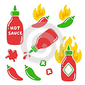 Hot sauce and chili peppers