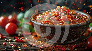Hot sauce. Spicy adjika with tomato and red pepper photo