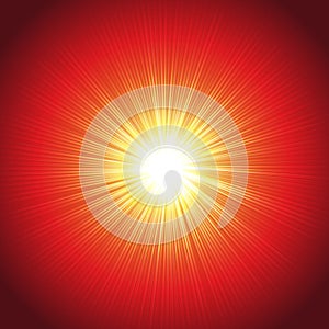 Hot Scarlet Summer Sun Shine Outburst Vector Radiant Sun Rays