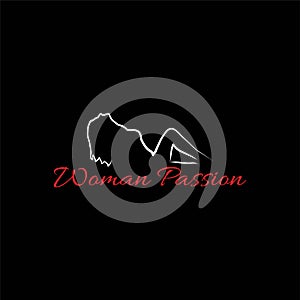 Hot Sexy Woman Girl Female Silhouette Line Outline Style Dancer Club Logo Design