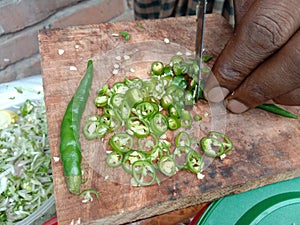 hot slice green chili peppers stock