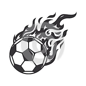 Hot soccer ball fire logo silhouette. football club graphic design logos or icons. vector illustration